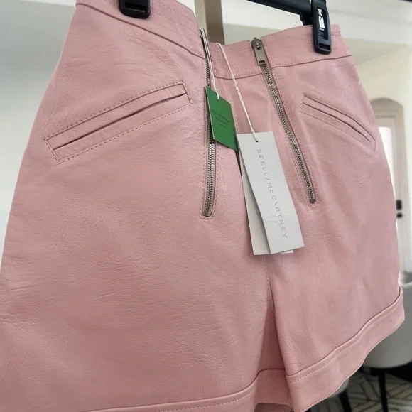 NWT Stella McCartney Pink Faux Leather Shorts - Size 38
